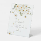 Daisy Boho Wildflower Modern Bridal Welkom Reclamebord Met Voetstuk (Voorkant)