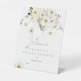 Daisy Boho Wildflower Modern Bridal Welkom Reclamebord Met Voetstuk