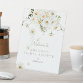 Daisy Boho Wildflower Modern Bridal Welkom Reclamebord Met Voetstuk (Insitu)