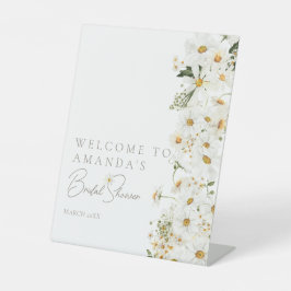 Daisy Boho Wildflower Modern Bridal Welkom Reclamebord Met Voetstuk