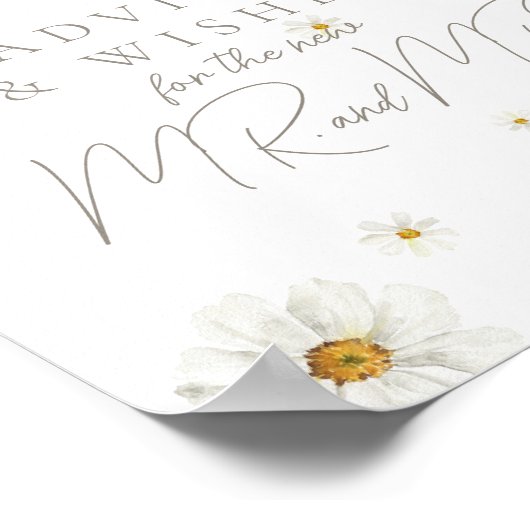 Daisy Boho Wildflower Modern Bruids Advies Spel Poster (Hoek)