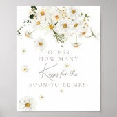 Daisy Boho Wildflower Modern Bruids Kisses Game Poster (Voorkant)