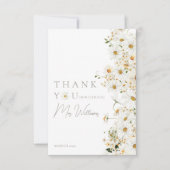 Daisy Boho Wildflower Moderne Bruidsuitnodiging Bedankkaart (Voorkant)