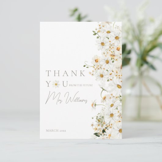 Daisy Boho Wildflower Moderne Bruiloft Feest Bedankkaart (Staand voorkant)