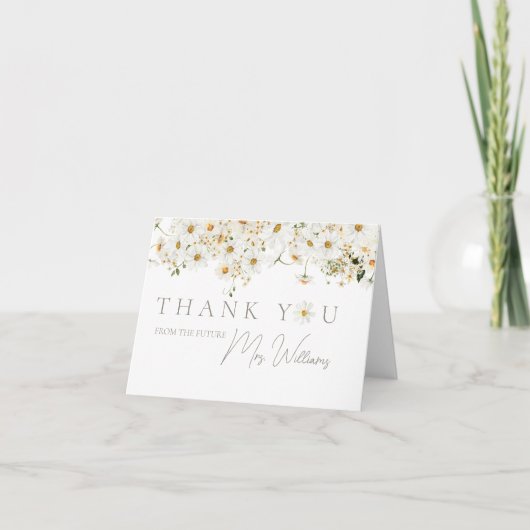 Daisy Boho Wildflower Moderne Bruiloft Feest Bedankkaart (Voorkant)