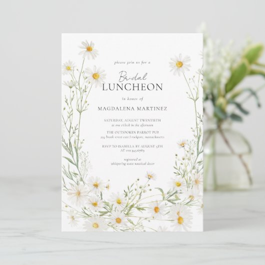 Daisy Boho Wildflower Rustic Bridal Luncheon Kaart (Staand voorkant)