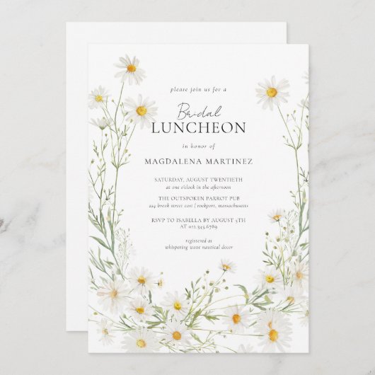 Daisy Boho Wildflower Rustic Bridal Luncheon Kaart (Voorkant / Achterkant)