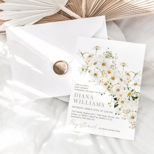 Daisy Boho Wildflower rustiek Baby shower Kaart