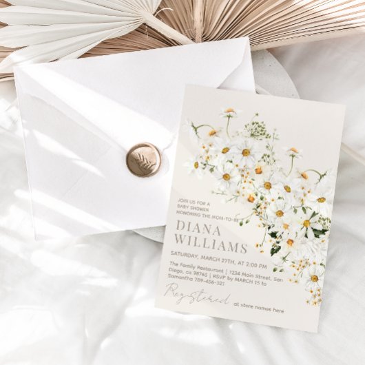 Daisy Boho Wildflower rustiek Baby shower Kaart