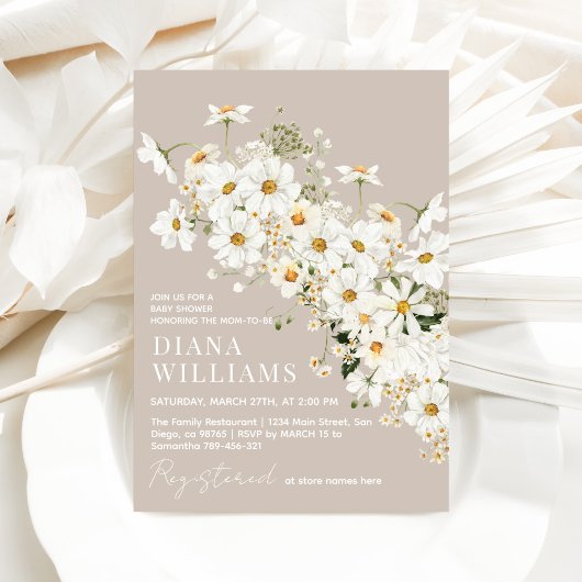 Daisy Boho Wildflower rustiek Baby shower Kaart