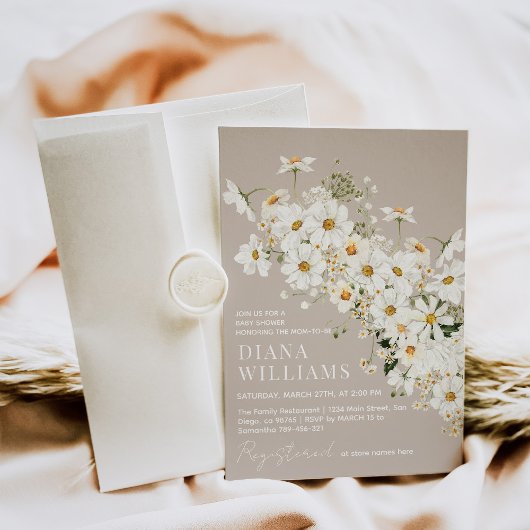 Daisy Boho Wildflower rustiek Baby shower Kaart