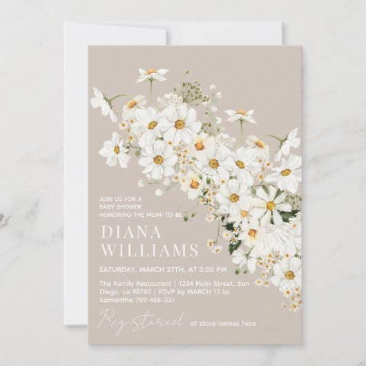 Daisy Boho Wildflower rustiek Baby shower Kaart (Voorkant)