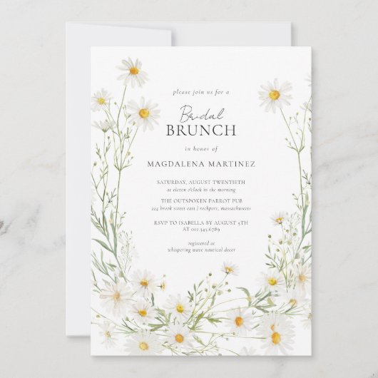 Daisy Boho Wildflower Rustieke Bruids Brunch Kaart (Voorkant)