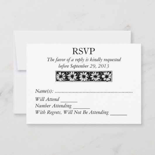 Daisy Border Modern RSVP Wedding Response Kaartje (Voorkant)