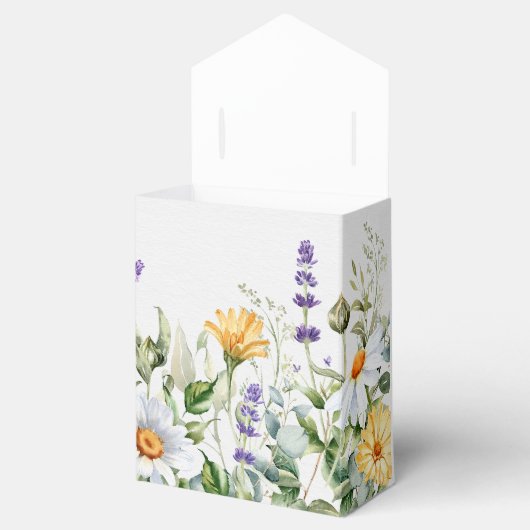Daisy Border Waterverf Bloemen Bruiloft Bedankdoosjes (Geopend)