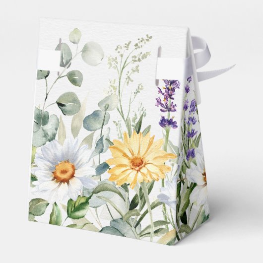 Daisy Border Waterverf Bloemen Bruiloft Bedankdoosjes (Achterkant)