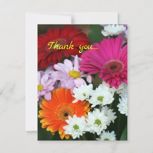 Daisy Bouquet Floral Flat Dank je wel Bedankkaart (Voorkant)