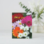 Daisy Bouquet Floral Flat Dank je wel Bedankkaart (Staand voorkant)