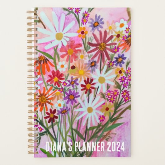 Daisy Bouquet Flowers Blooms Floral Pink CUSTOM Planner (Voorkant)