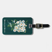Daisy Bouquet Handpainted Gouache Custom Name Bagagelabel (Voorkant horizontaal)
