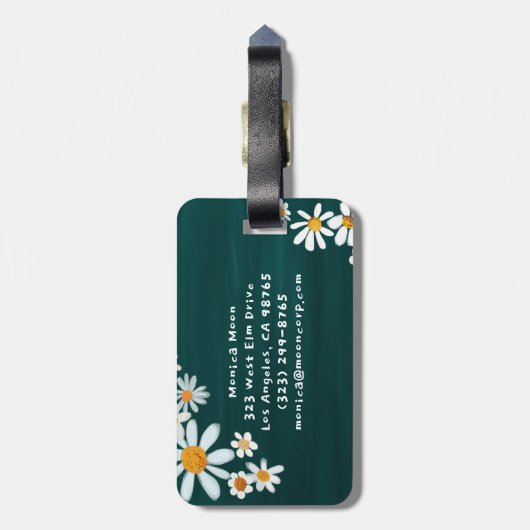 Daisy Bouquet Handpainted Gouache Custom Name Bagagelabel (Achterkant verticaal)