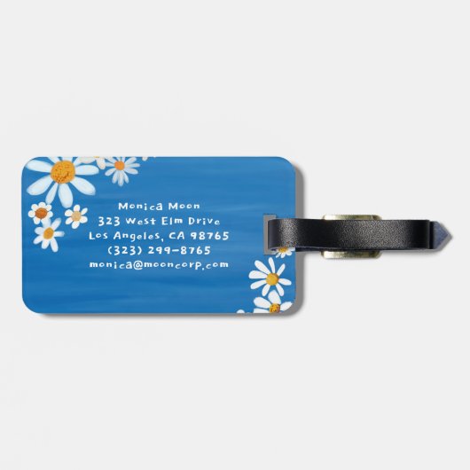 Daisy Bouquet Handpainted Gouache Custom Name Bagagelabel (Achterkant horizontaal)