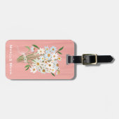 Daisy Bouquet Handpainted Gouache Custom Name Bagagelabel (Voorkant horizontaal)