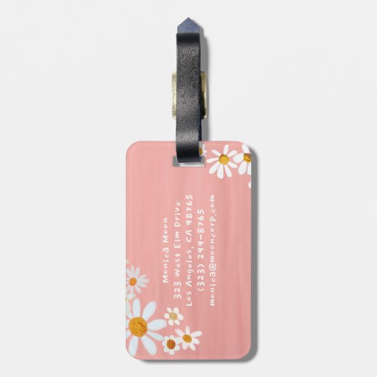 Daisy Bouquet Handpainted Gouache Custom Name Bagagelabel (Achterkant verticaal)