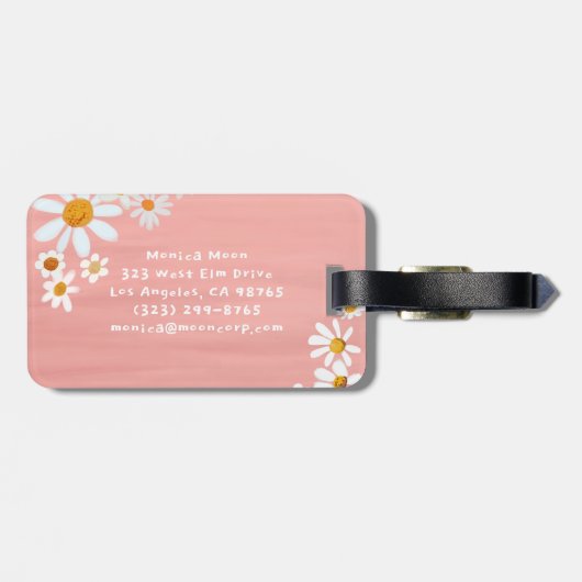 Daisy Bouquet Handpainted Gouache Custom Name Bagagelabel (Achterkant horizontaal)
