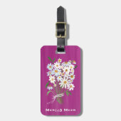 Daisy Bouquet Handpainted Gouache Custom Name Bagagelabel (Voorkant verticaal)