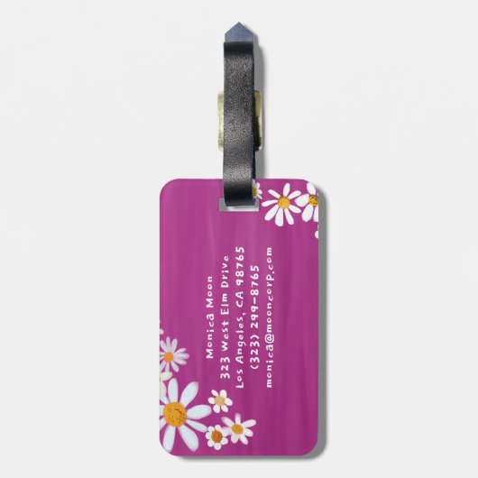 Daisy Bouquet Handpainted Gouache Custom Name Bagagelabel (Achterkant verticaal)