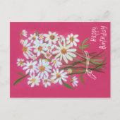 Daisy Bouquet Happy Birthday Roze Handbeschilderd Briefkaart (Voorkant)