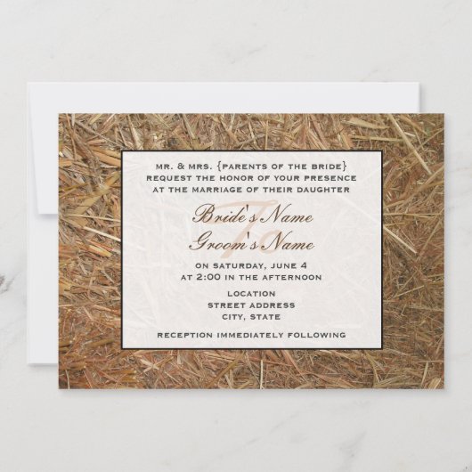 Daisy Bouquet & Hay - Land / Barn Wedding Kaart (Achterkant)