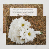 Daisy Bouquet & Hay - Land / Barn Wedding Kaart (Voorkant / Achterkant)