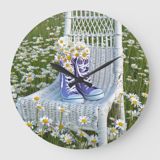 daisy bouquet in paars sneakers grote klok (Voorkant)