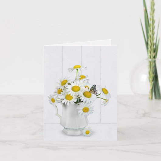 Daisy Bouquet met Butterfly Blank Note Kaart (Voorkant)