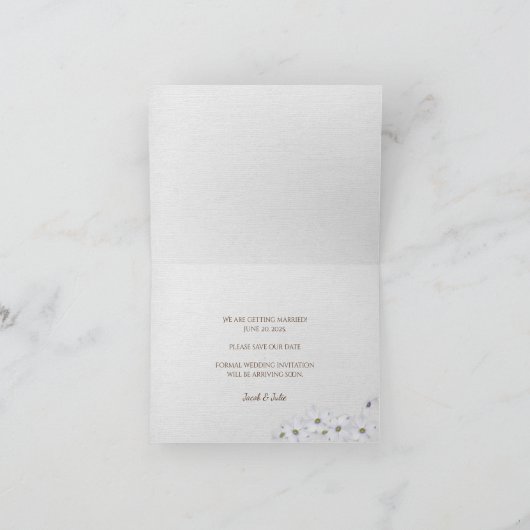 Daisy bouquet met torn edge sparen de datum (Binnen)