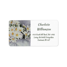 Daisy Bouquet of Flowers in Waterverf Adres Etiket
