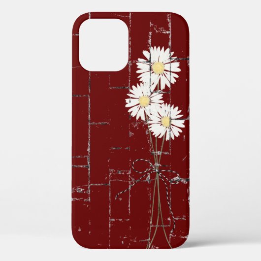 daisy bouquet op rode steen Case-Mate iPhone case (Achterkant)