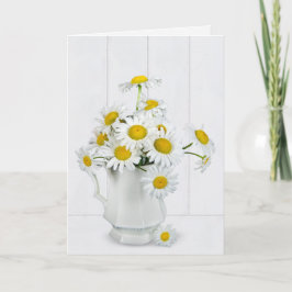 Daisy bouquet op witgewassen hout kaart