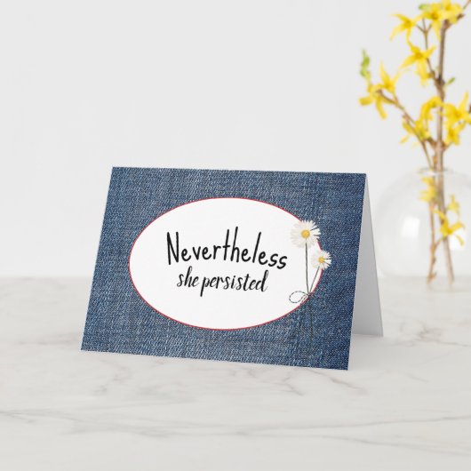 Daisy Bouquet over Denim Kaart (Gele Bloem)