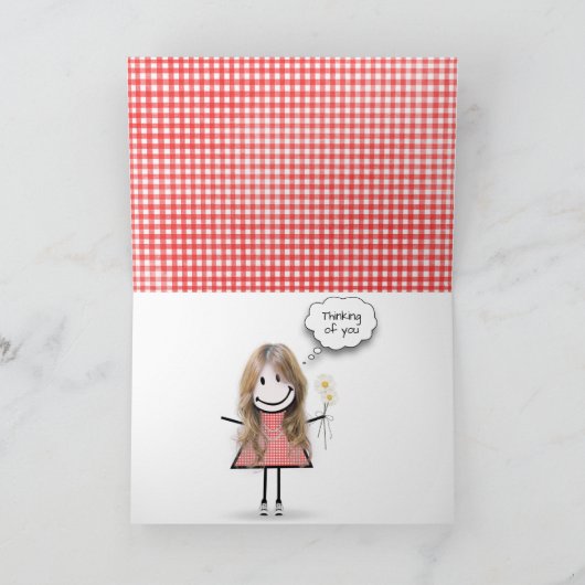 Daisy Bouquet over Gingham Kaart (Binnen)