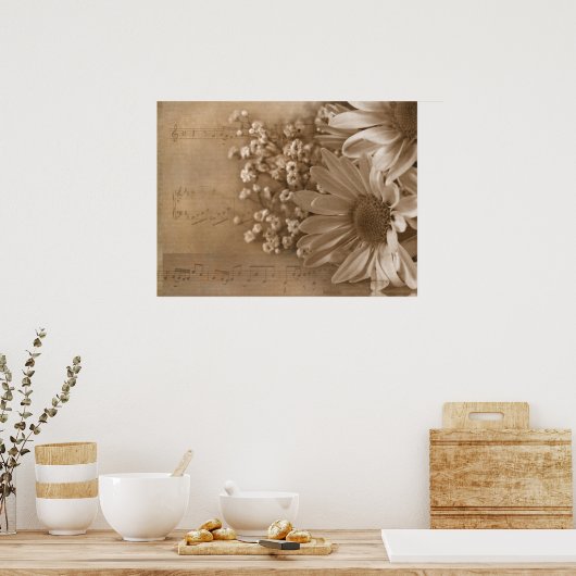 Daisy Bouquet over muziek Poster (Keuken)