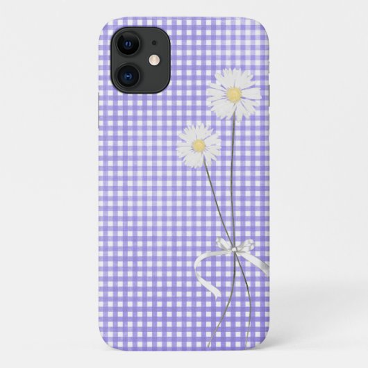 daisy bouquet over paarse gingham Case-Mate iPhone case (Achterkant)