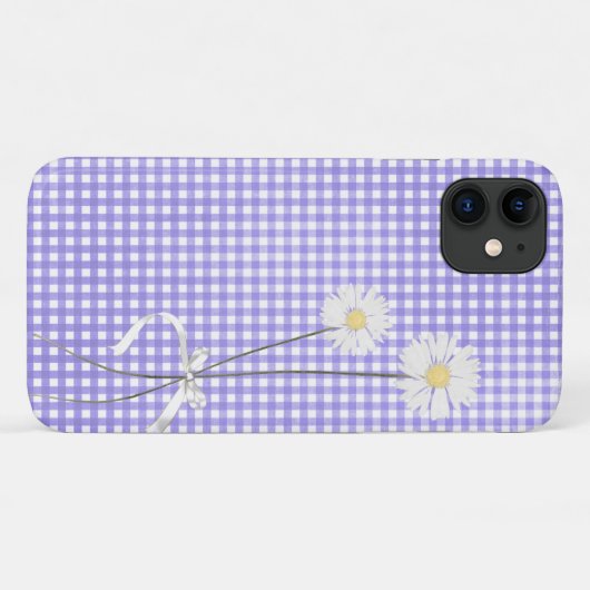 daisy bouquet over paarse gingham Case-Mate iPhone case (Achterkant (horizontaal))