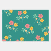 Daisy  Bouquet Pattern in Green Inpakpapier Vel (Voorkant)