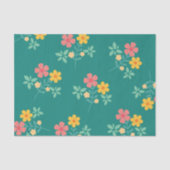 Daisy Bouquet Pattern in Green Tissuepapier (Voorkant)