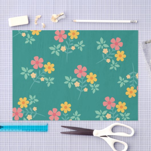Daisy Bouquet Pattern in Green Tissuepapier (Craft)