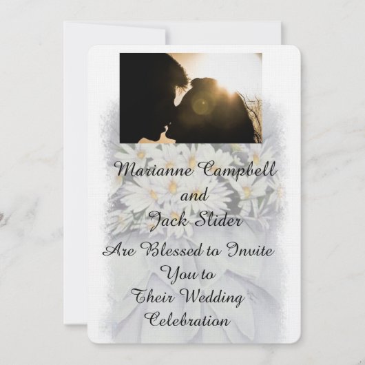 DAISY BOUQUET  WEDDING INVITATIE KAART (Voorkant)