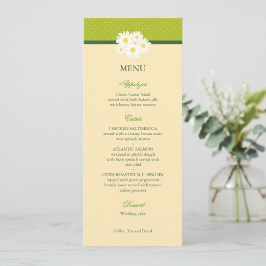 Daisy Bouquet Wedding Menu Card (Staand voorkant)